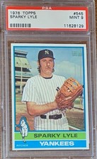 1976 Topps Baseball #545 Sparky Lyle New York Yankees PSA 9 Nicely Centered