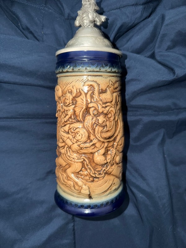RARE Munktiki MunkStien KRAMPUS Tiki Mug Beer Stien 2017 RAW Glaze Pewter Lid