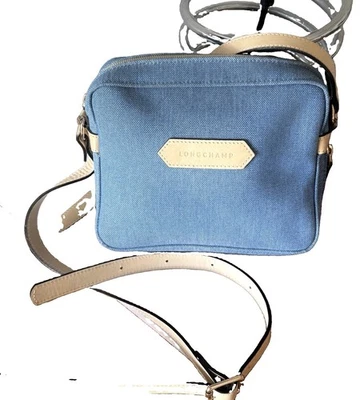 Longchamp Sac Bandouliere Jean Bleu Cuir Homme Femme Bag borsa Vintage - Photo 1/4