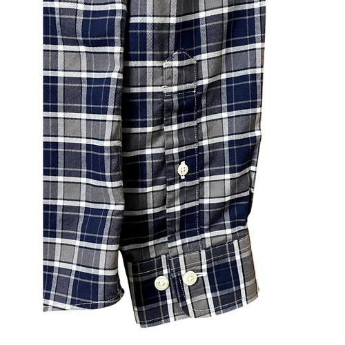 Brooks Brothers Long Sleeve Dress Shirt Regent Blue Gray Plaid Button Down Large - Picture 8 of 9