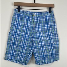 Vineyard Vines Boys 14 Plaid Shorts Blue Green Shep Ian Preppy 100 Cotton