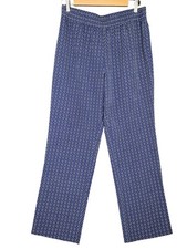 Talbots Womens Pull On Lightweight Pants Size 8 Ankle Blue Pattern Elastic Waist