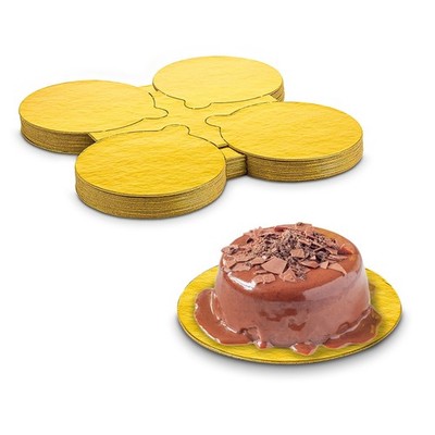 MT Products Gold Round Cardboard Cake Boards/Pastry Dessert Board - Pack of 500