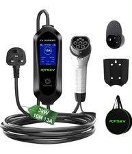 EV Charging Cable 3kw 15m Type 2 to 3 Pin UK Plug RTSKY Current 6-13A UI Display