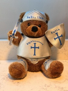 FaithKidz Sir Andrew the Armor Bear-er 1999 Christian Plush Bear w/ Armor