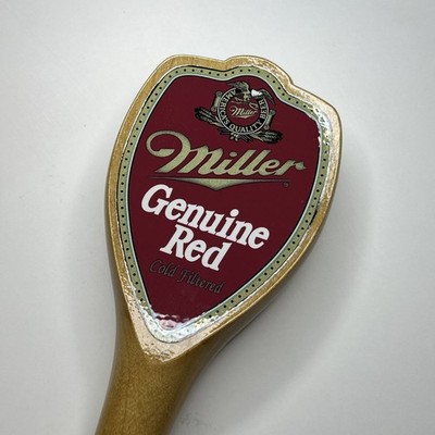 Miller GENUINE RED Cold Filtered BEER Tap Handle Wood Wisconsin Brewery