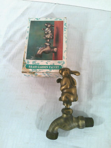 Brass Bunny Rabbit Outdoor Water Spigot, Faucet, Orig Box