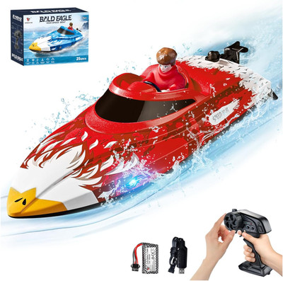 25KMH RC Remote Control Boat with LED Lights, Self-Righting, Low Battery Alert, 
