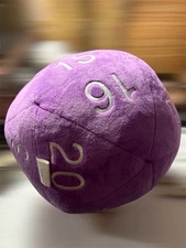 Great Ultra Pro Jumbo d20 Novelty Dice Plush Purple white Numbers Pillow Gamer