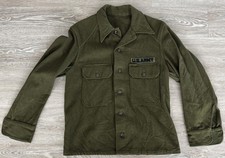 VTG 1950s Korean War US Army OG 108 Wool Field Shirt Mens M Olive Green Military
