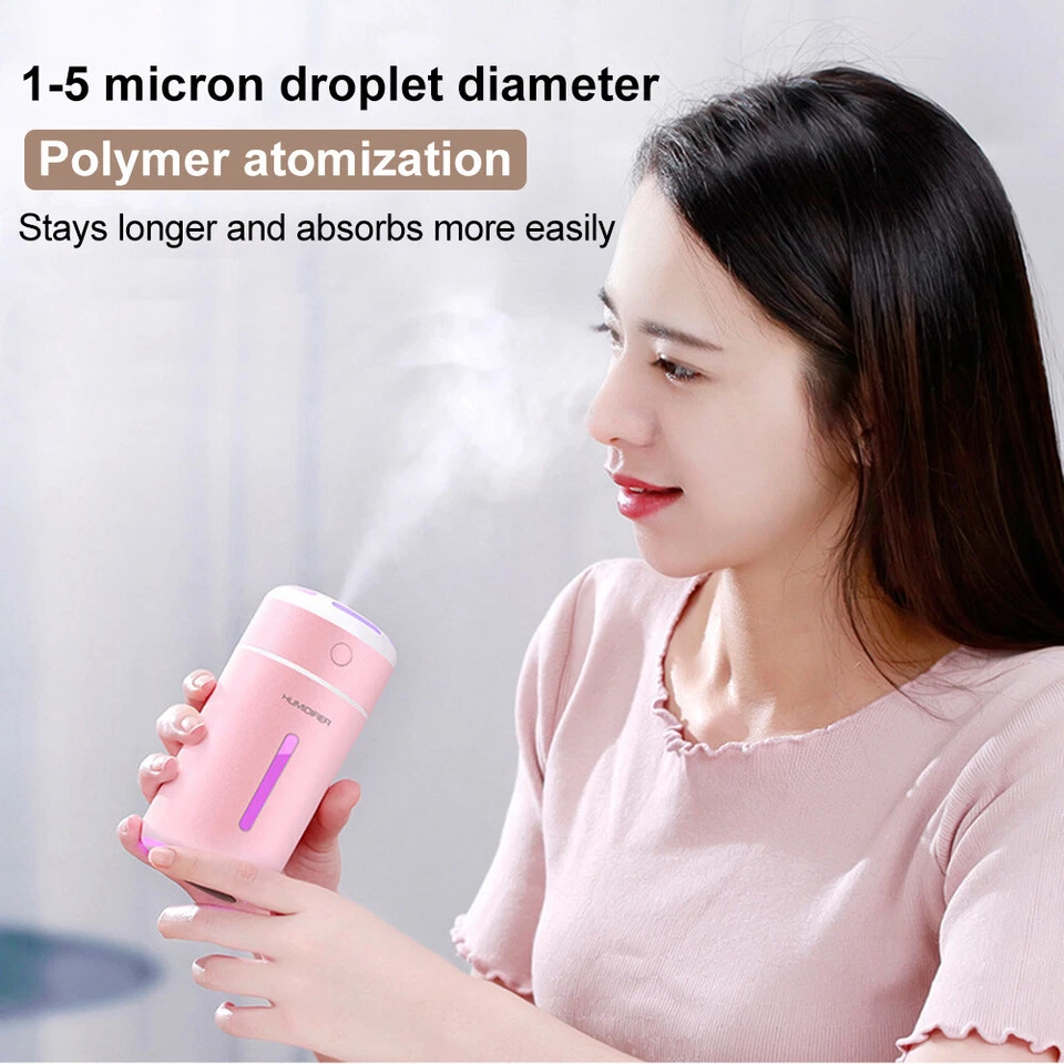 Portable LED Humidifier Car Air Purifier Aroma Diffuser Cool Mist USB Mini - image 2 of 4