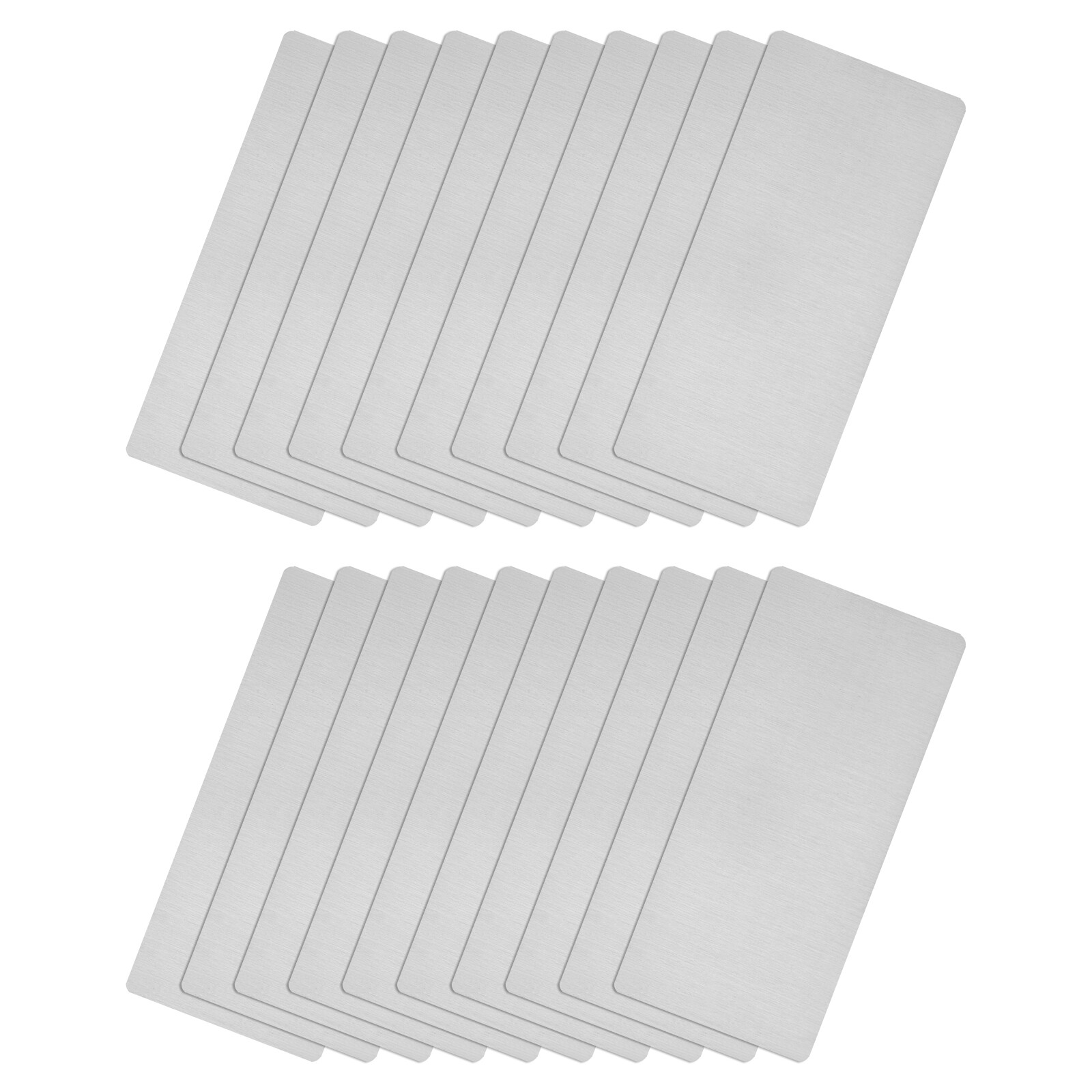 50x22x0.4mm Brushed 201 Stainless Steel Blank Metal Card Silver Tone 20 Pcs