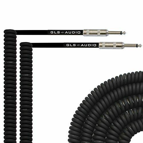 GLS Audio 20 Foot Curly Guitar Instrument Cable Straight 1/4 Inch TS to FT Cord for sale online