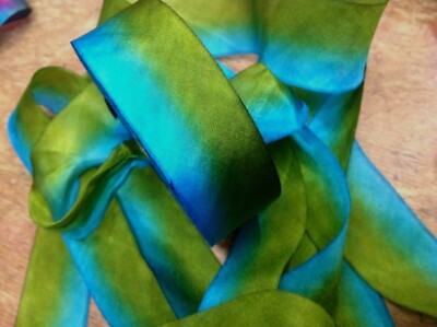 silk ribbon hand dyed 1'' on the bias 1yd made in USA