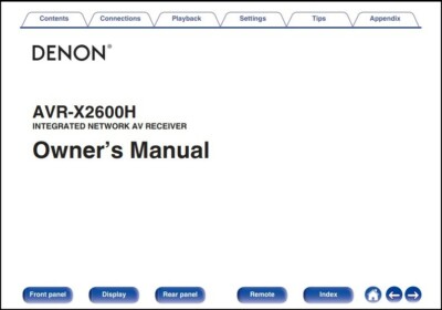 Denon AVR-X2600H AV Receiver Owner's Manual - Operating Instructions