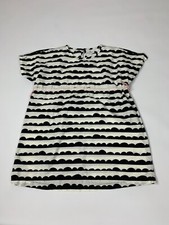 Hanna Andersson Black White Scalloped Stripe Caftan Dress 130 US 8 Excellent