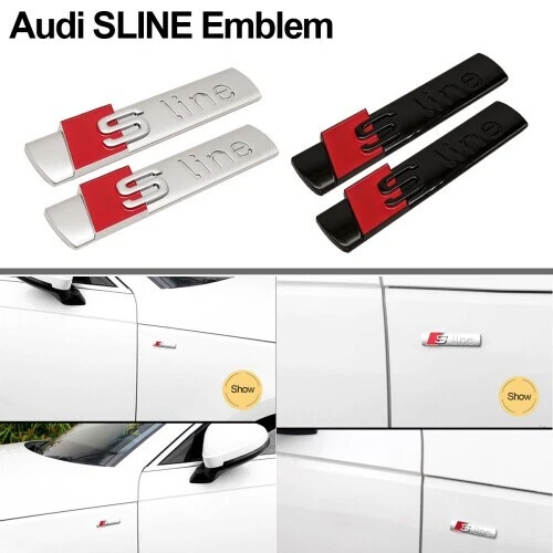 NEW 2 x Audi S Line Badge Metal- Wing S Line Badges (7cm x 1.4cm) Gloss Black UK - Image 3 of 4