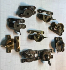 Nice Variety lot of Nine Salvaged Sash Locks 1800-1900