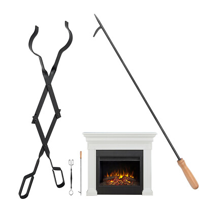 25'' Fireplace Tongs 32'' Poker Set Fire Pit Accessories Heavy Duty Fireplace Tool
