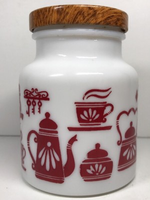 Bocal Vintage En Verre Opale H 14 D 6,4 Cm Idéal Déco Cuisine Vintage N13 - Vendu