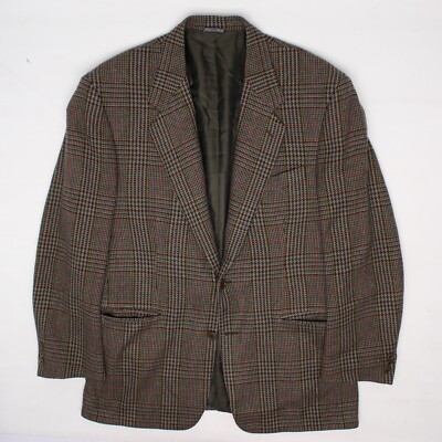 VTG Fendi Uomo Tweed Sport Coat Mens 40R Green Brown Yellow Plaid
