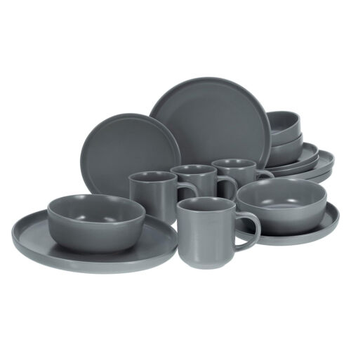 CreaTable 25876 gris nordique mat kit de vaisselle service combiné 16 pièces service à table  - Photo 1/3