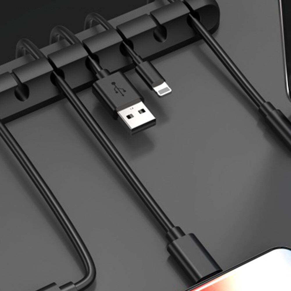 5 Silicone USB Cable Desktop Tidy Clips for Mouse Headphone Wire