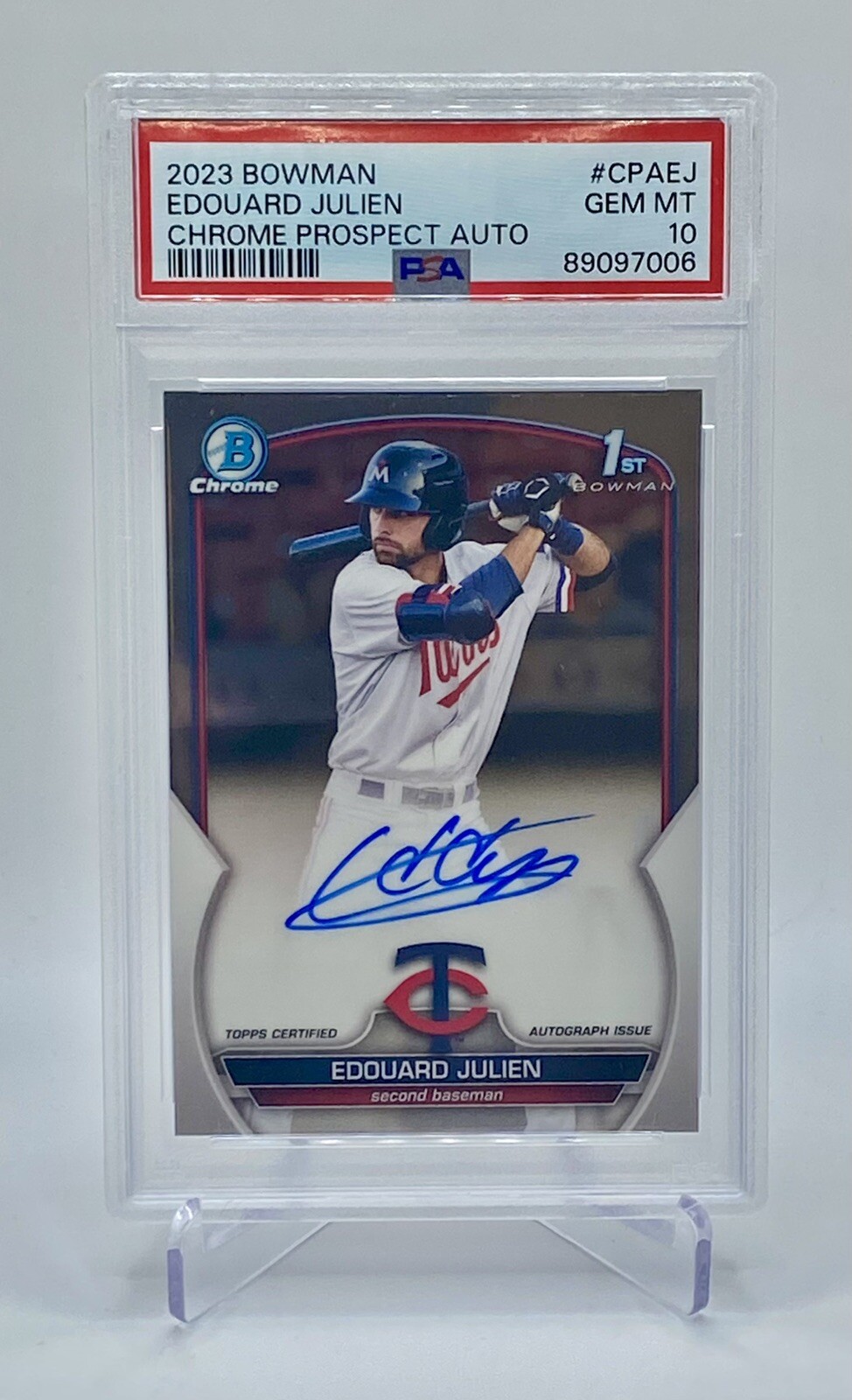 PSA 10 Edouard Julien 2023 Bowman Chrome 1st Auto RC #CPAEJ - Gem Mint - Low Pop