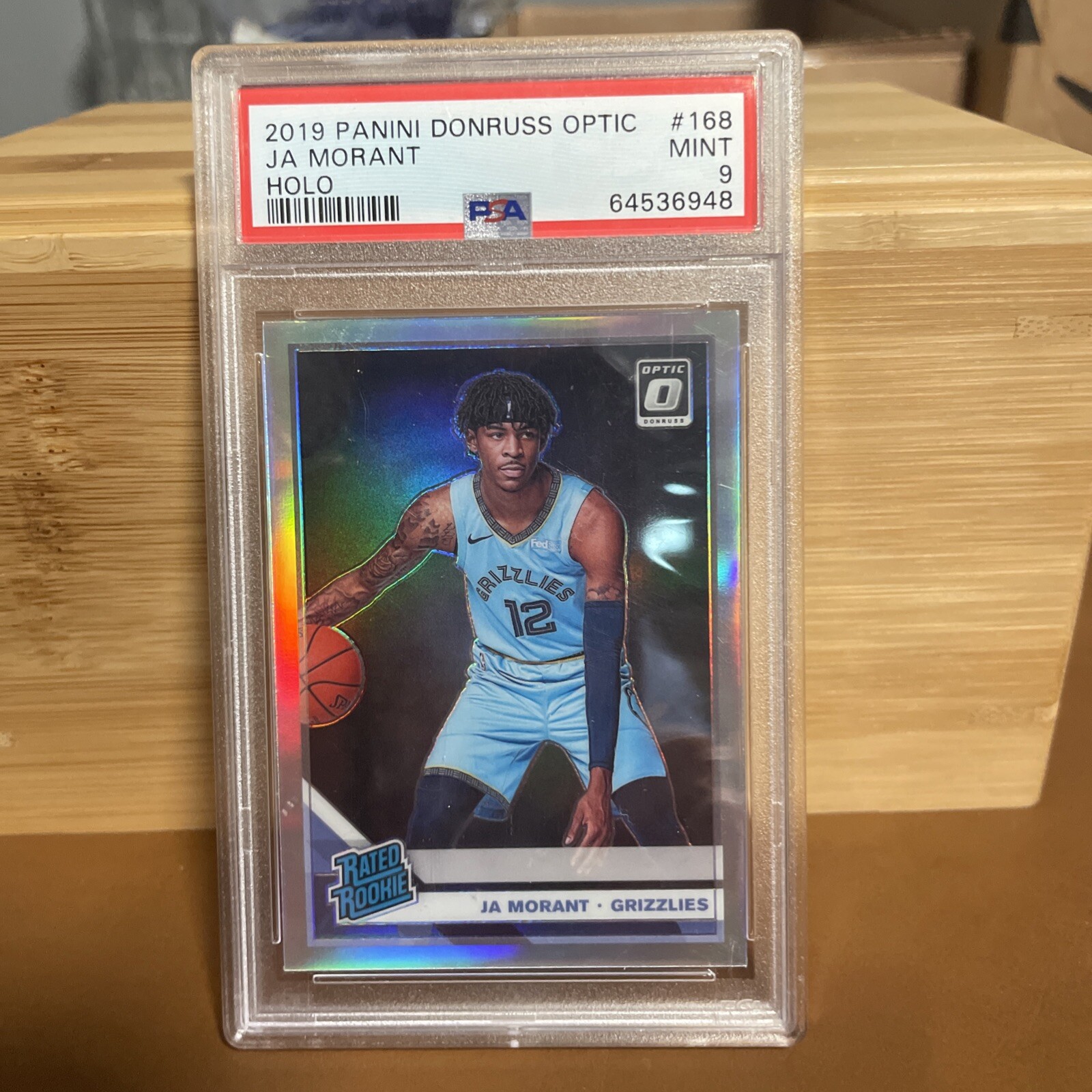 2019-20 Donruss Optic Ja Morant Holo Prizm Rated Rookie RC PSA 9 Grizzlies #168