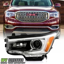 For 2017-2019 GMC Acadia w/LED DRL Chrome Halogen Headlight Headlamp Driver Side