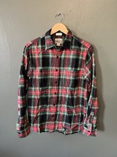 J. Crew Mens Red Plaid Mid Weight Button Up Long Sleeve Flannel Size Medium