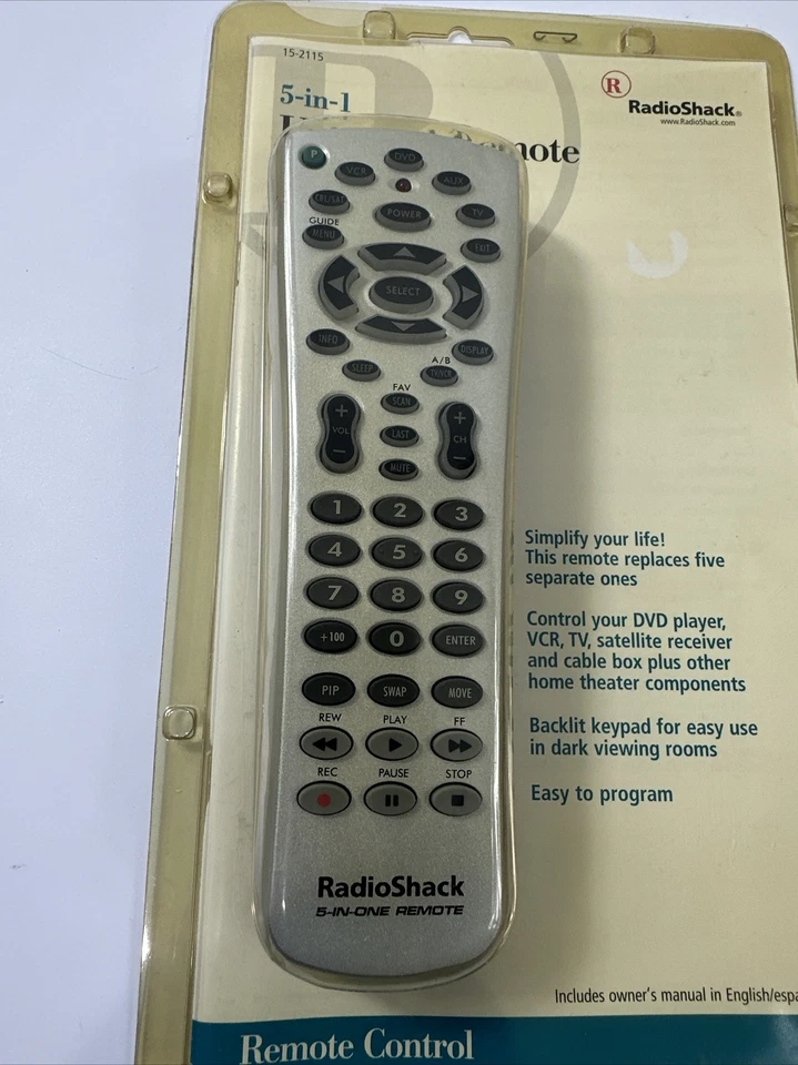 RadioShack 5-in-One Universal TV Remote Control NEW - Image 2 of 4