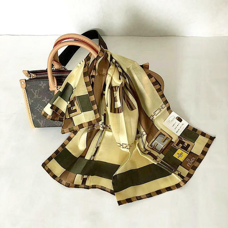 FENDI scarf Zucca pattern stripe size 58 x 58 cotton 100 unused