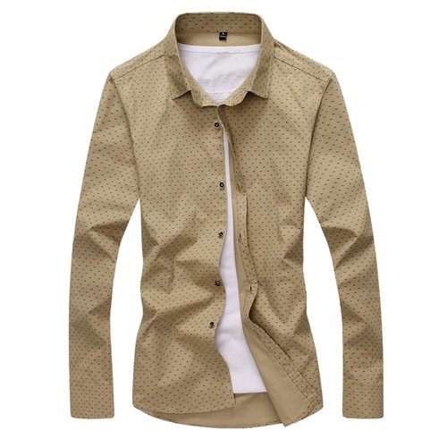 Camicie eleganti uomo maniche lunghe lusso casual senza ferro slim camicie a pois top - Foto 8 di 17