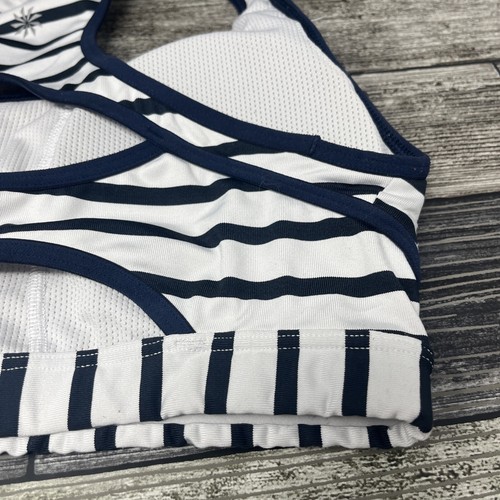 Athleta Sports Bra Black White sz S Lightly Padded Racerback Wireless Wire Free - Picture 7 of 12