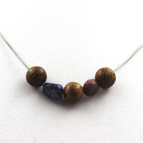 Collier Perles Lapis Lazuli 5A & Labradorite 8mm - Pakistan - Chaîne Incluse - Neuf A Bijoux