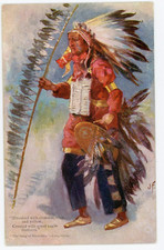 Tuck Oilette  Haiwatha Longfellow Poem Native American Indian Chief Postcard