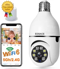 5G Light Bulb Security Camera Wifi Dual Band,360 Degree 1080P Wireless Indoor Fu