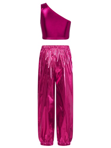 Kids Girls Vest And Trousers Show Tracksuit Dance Crop Top With Pants Stage - Picture 32 of 83