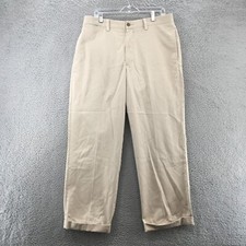 Eddie Bauer Relaxed Fit Chino Pants Mens 35 Beige Wrinkle Stain Resistant Zip