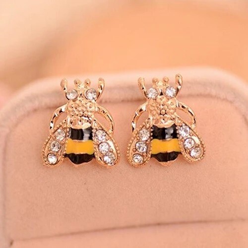 Broche Vintage Joan Rivers - Abeille Strass Vert Sur Métal Doré (Neuf Sans Boîte)
