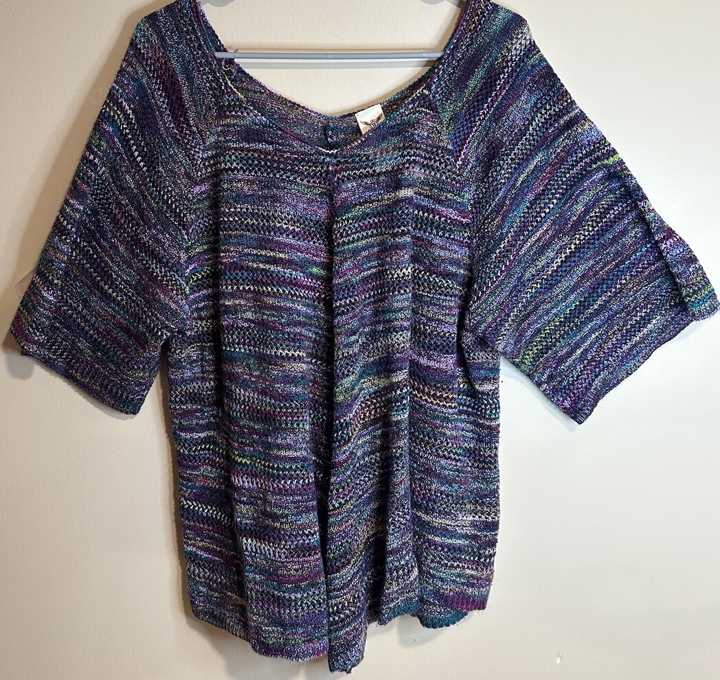 Faded Glory Women's Plus Size Open Loose Weave Short Sleeved