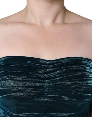 Dolce & Gabbana Turquoise Draped Satin Midi Dress