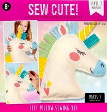 DIY Sew Cute Unicorn Kids Intermediate Felt Pillow Sewing Kit