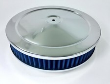 Chrome Air Cleaner 10 X 2 Chevy Mopar Ford Hot Rod Washable Filter Blue Chrome Air Cleaner 10 X 2 Chevy Mopar Ford Hot Rod Washable Filter Blue