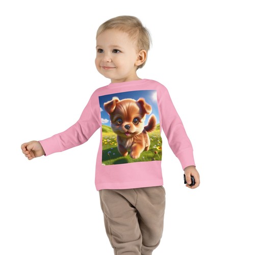 Adorable Puppy Toddler Long Sleeve Tee, Cute Dog Shirt, Kids Gift, Playtime - Picture 16 of 17