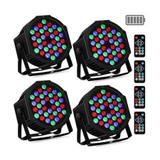 Stage Lights Battery Powered: 36LEDs RGB Rechargeable Par Lights 4 Pack Sound...