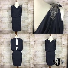 Cache Charcoal Gray Dress w/ Beaded Appliqu  Size 4