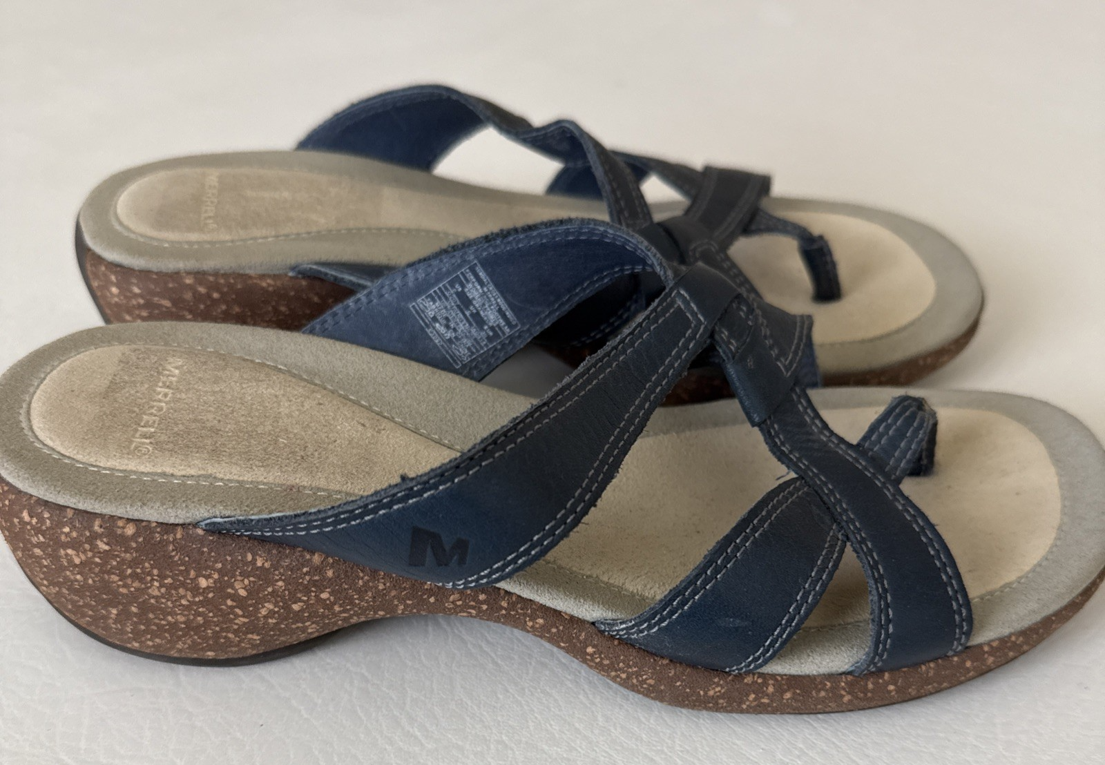 Sandali donna Merrell Sundial Cross taglia 8 blu navy zeppa infradito perizoma estivi