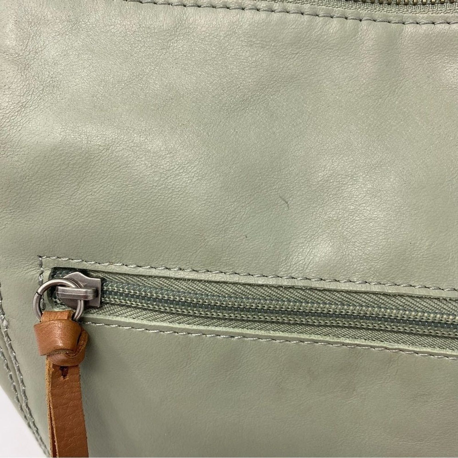 THE SAK Ashland Boho Crossbody Leather Bag in Meadow Green & Cognac Tan